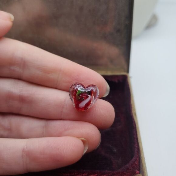 Hand-blown heart glass pendant‎ romance 💓